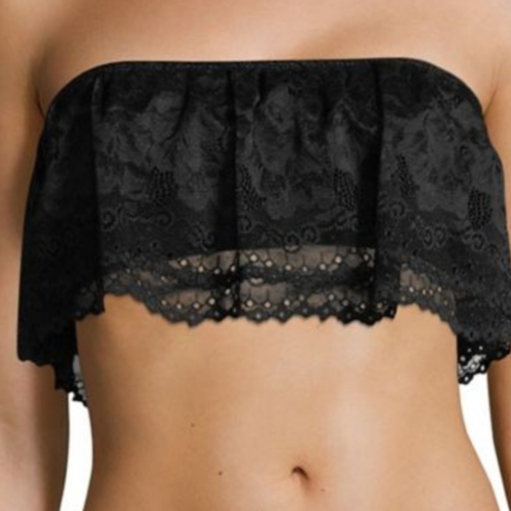 Black Lace Flouncy Bandeau Bralette